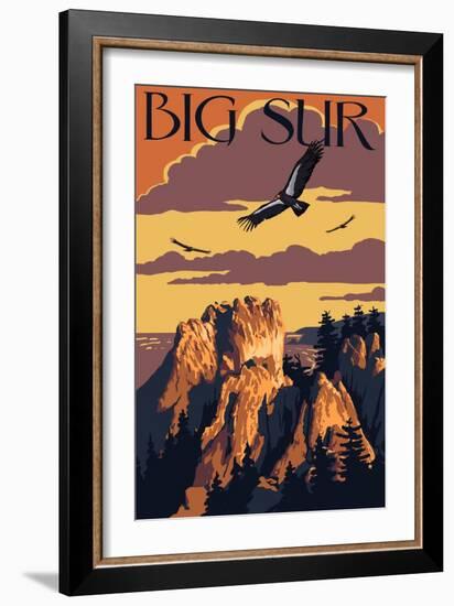 Big Sur, California - Condors-Lantern Press-Framed Art Print