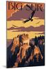 Big Sur, California - Condors-Lantern Press-Mounted Art Print