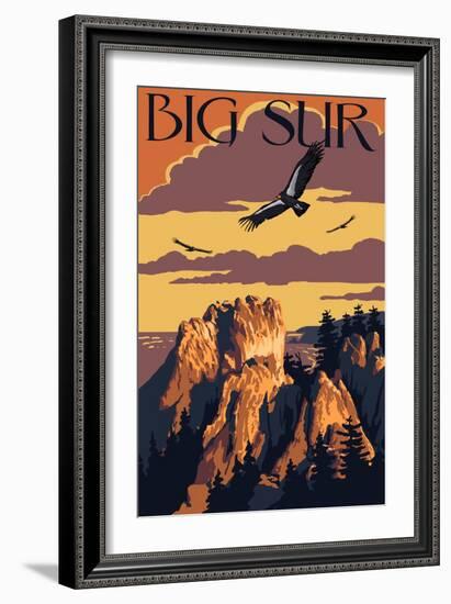 Big Sur, California - Condors-Lantern Press-Framed Art Print