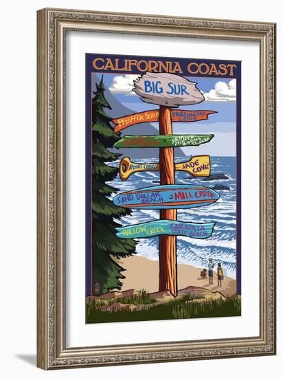 Big Sur, California - Destination Sign-Lantern Press-Framed Art Print