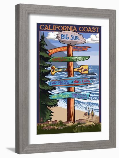 Big Sur, California - Destination Sign-Lantern Press-Framed Art Print