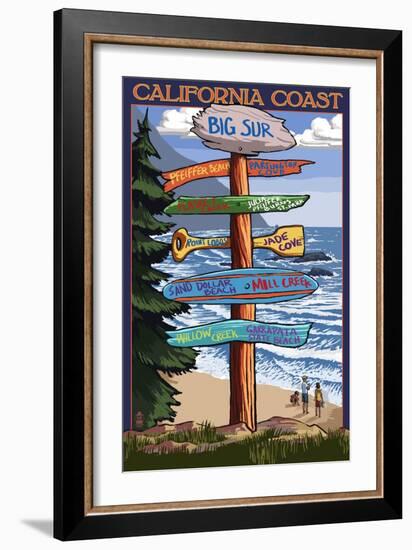 Big Sur, California - Destination Sign-Lantern Press-Framed Art Print