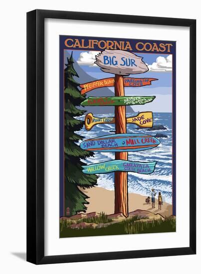 Big Sur, California - Destination Sign-Lantern Press-Framed Art Print