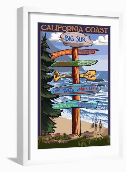 Big Sur, California - Destination Sign-Lantern Press-Framed Art Print