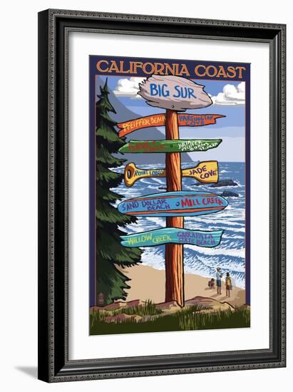 Big Sur, California - Destination Sign-Lantern Press-Framed Art Print