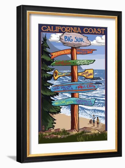 Big Sur, California - Destination Sign-Lantern Press-Framed Art Print