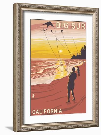 Big Sur, California - Kite Flyer-Lantern Press-Framed Art Print
