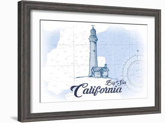 Big Sur, California - Lighthouse - Blue - Coastal Icon-Lantern Press-Framed Art Print