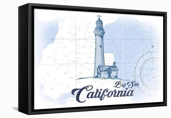 Big Sur, California - Lighthouse - Blue - Coastal Icon-Lantern Press-Framed Stretched Canvas