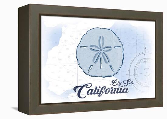Big Sur, California - Sand Dollar - Blue - Coastal Icon-Lantern Press-Framed Stretched Canvas