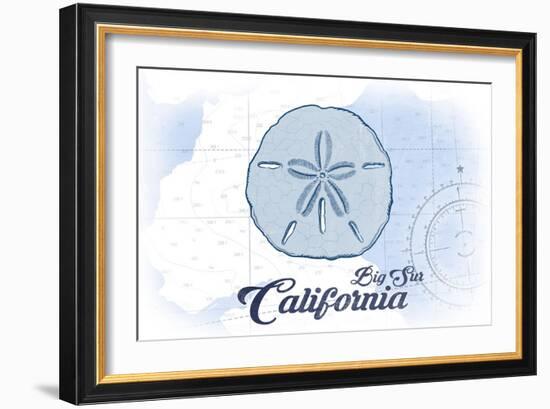 Big Sur, California - Sand Dollar - Blue - Coastal Icon-Lantern Press-Framed Art Print