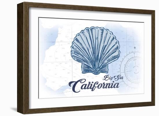 Big Sur, California - Scallop Shell - Blue - Coastal Icon-Lantern Press-Framed Art Print