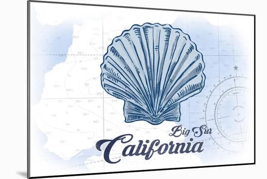 Big Sur, California - Scallop Shell - Blue - Coastal Icon-Lantern Press-Mounted Art Print