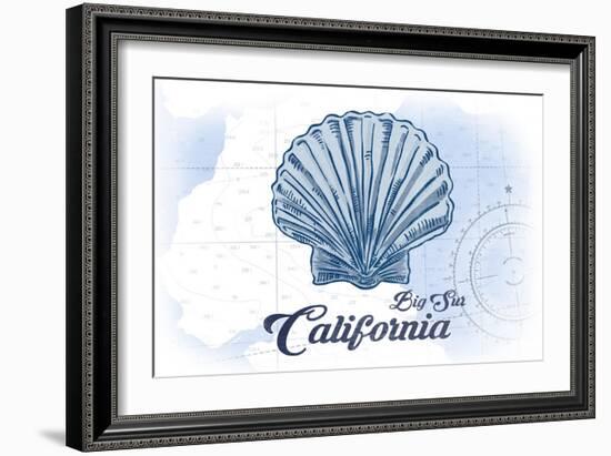 Big Sur, California - Scallop Shell - Blue - Coastal Icon-Lantern Press-Framed Art Print