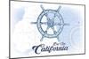 Big Sur, California - Ship Wheel - Blue - Coastal Icon-Lantern Press-Mounted Art Print