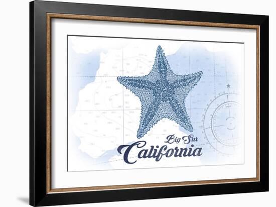 Big Sur, California - Starfish - Blue - Coastal Icon-Lantern Press-Framed Art Print