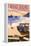 Big Sur, California - Woody on Beach-Lantern Press-Framed Stretched Canvas