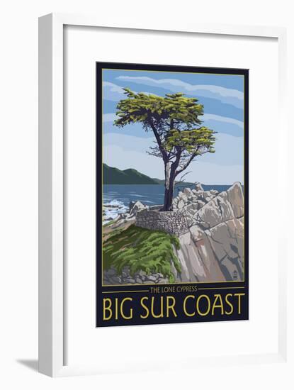 Big Sur Coast, California - Lone Cypress Tree-Lantern Press-Framed Art Print