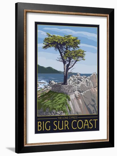 Big Sur Coast, California - Lone Cypress Tree-Lantern Press-Framed Art Print