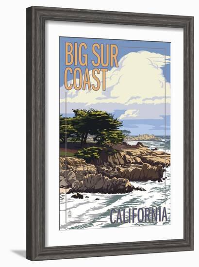 Big Sur Coast, California - View of Cypress Trees-Lantern Press-Framed Art Print