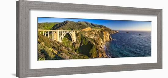 Big Sur Coast Panorama at The Bixby Creek Bridge, California-George Oze-Framed Photographic Print