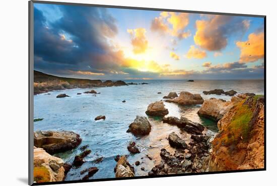 Big Sur Pacific Ocean Coast at Sunset-sborisov-Mounted Photographic Print