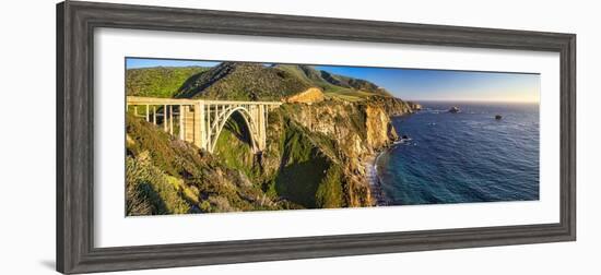 Big Sur Panorama, Bixby Creek Bridge, California-George Oze-Framed Photographic Print