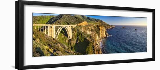 Big Sur Panorama, Bixby Creek Bridge, California-George Oze-Framed Photographic Print