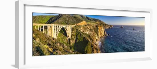 Big Sur Panorama, Bixby Creek Bridge, California-George Oze-Framed Photographic Print