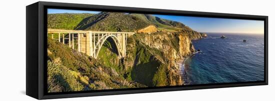 Big Sur Panorama, Bixby Creek Bridge, California-George Oze-Framed Premier Image Canvas