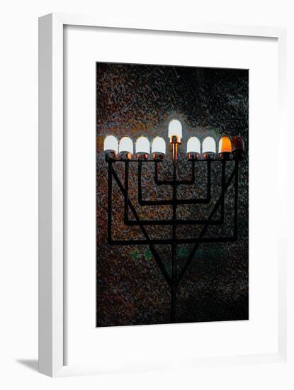 Big Synagogue Menorah, 2018, mixed media-Joy Lions-Framed Giclee Print