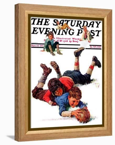 "Big Tackle," Saturday Evening Post Cover, November 15, 1930-Eugene Iverd-Framed Premier Image Canvas