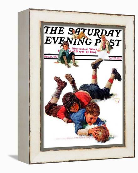 "Big Tackle," Saturday Evening Post Cover, November 15, 1930-Eugene Iverd-Framed Premier Image Canvas