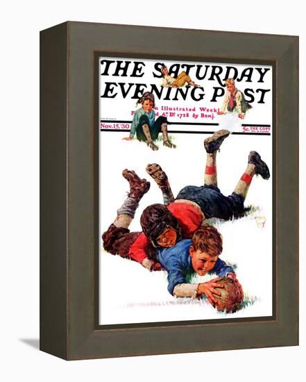 "Big Tackle," Saturday Evening Post Cover, November 15, 1930-Eugene Iverd-Framed Premier Image Canvas