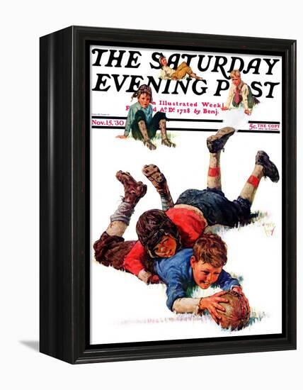 "Big Tackle," Saturday Evening Post Cover, November 15, 1930-Eugene Iverd-Framed Premier Image Canvas