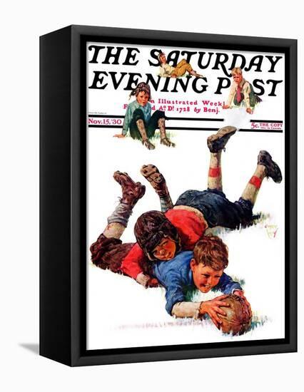 "Big Tackle," Saturday Evening Post Cover, November 15, 1930-Eugene Iverd-Framed Premier Image Canvas