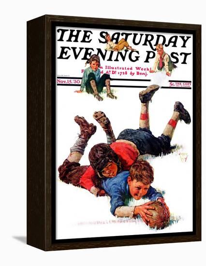 "Big Tackle," Saturday Evening Post Cover, November 15, 1930-Eugene Iverd-Framed Premier Image Canvas