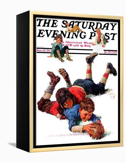 "Big Tackle," Saturday Evening Post Cover, November 15, 1930-Eugene Iverd-Framed Premier Image Canvas