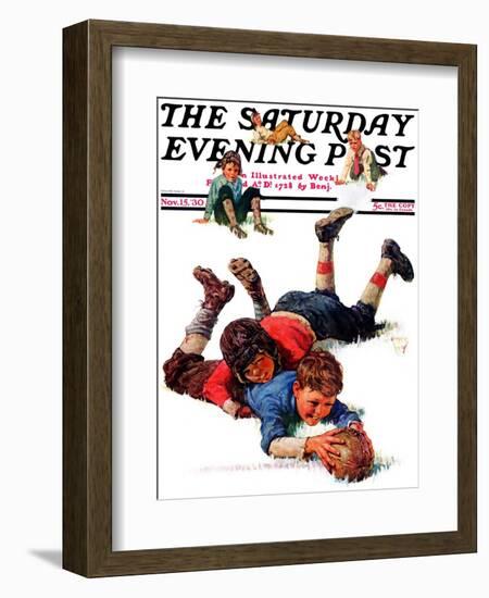 "Big Tackle," Saturday Evening Post Cover, November 15, 1930-Eugene Iverd-Framed Giclee Print