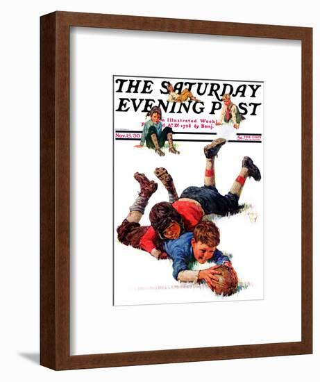 "Big Tackle," Saturday Evening Post Cover, November 15, 1930-Eugene Iverd-Framed Giclee Print