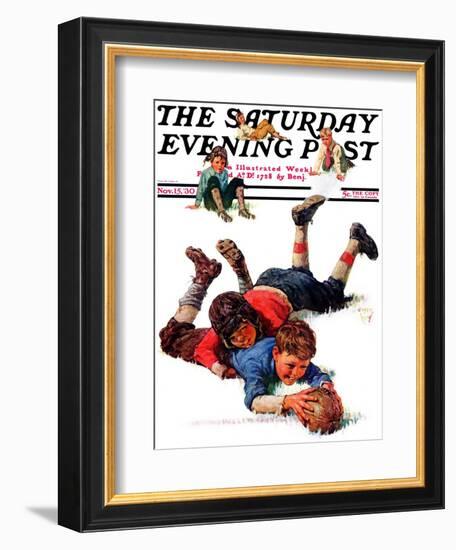 "Big Tackle," Saturday Evening Post Cover, November 15, 1930-Eugene Iverd-Framed Giclee Print