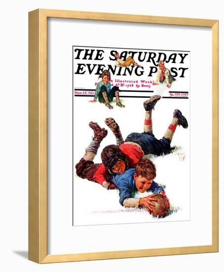 "Big Tackle," Saturday Evening Post Cover, November 15, 1930-Eugene Iverd-Framed Giclee Print