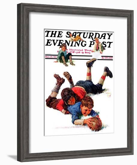 "Big Tackle," Saturday Evening Post Cover, November 15, 1930-Eugene Iverd-Framed Giclee Print