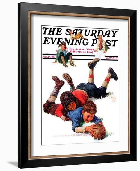 "Big Tackle," Saturday Evening Post Cover, November 15, 1930-Eugene Iverd-Framed Giclee Print