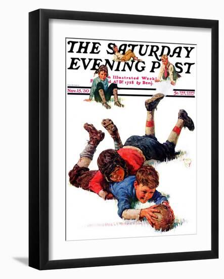 "Big Tackle," Saturday Evening Post Cover, November 15, 1930-Eugene Iverd-Framed Giclee Print