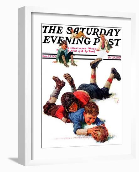 "Big Tackle," Saturday Evening Post Cover, November 15, 1930-Eugene Iverd-Framed Giclee Print