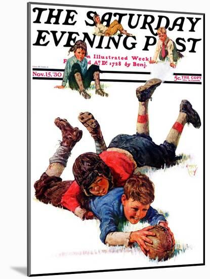 "Big Tackle," Saturday Evening Post Cover, November 15, 1930-Eugene Iverd-Mounted Giclee Print