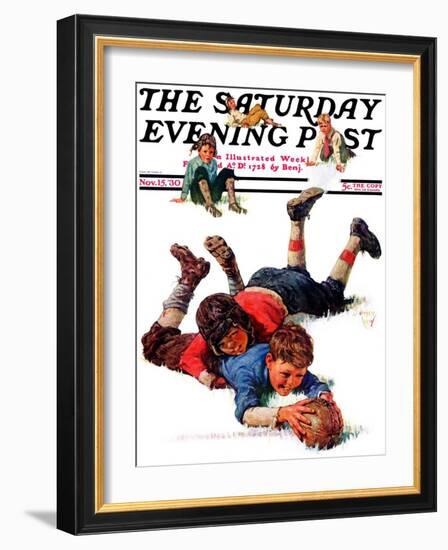 "Big Tackle," Saturday Evening Post Cover, November 15, 1930-Eugene Iverd-Framed Giclee Print