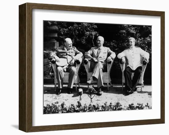 Big Three Allied Leaders at Potsdam Conference, Discussing Plans For the Future of Germany-null-Framed Photographic Print