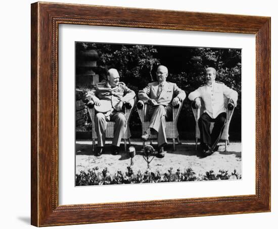 Big Three Allied Leaders at Potsdam Conference, Discussing Plans For the Future of Germany-null-Framed Photographic Print